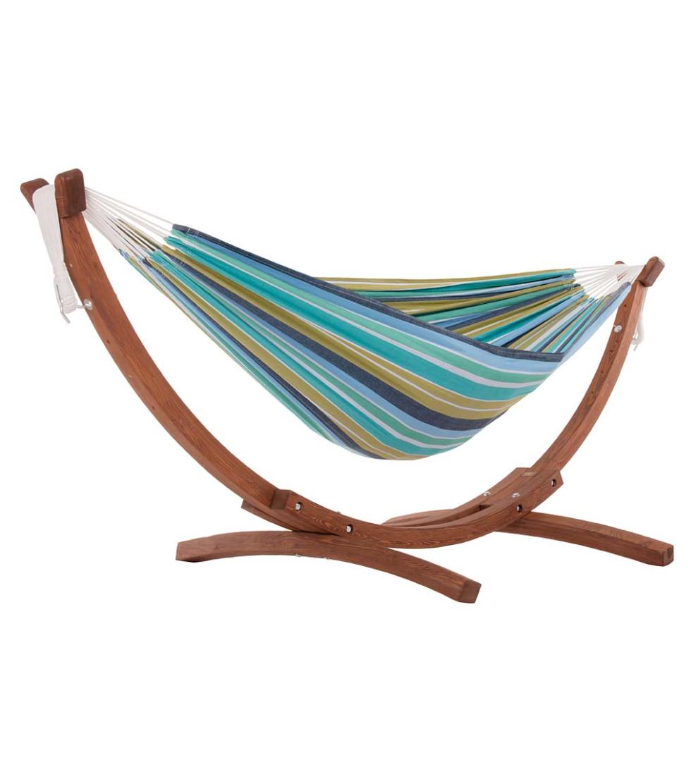 Plow &amp; Hearth Swings &amp; Hammocks | Outdoor Living Double Hammock With Stand - Blue Lagoon
