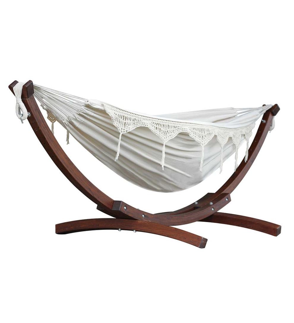 Plow &amp; Hearth Swings &amp; Hammocks | Outdoor Living Double Hammock With Stand - Blue Lagoon