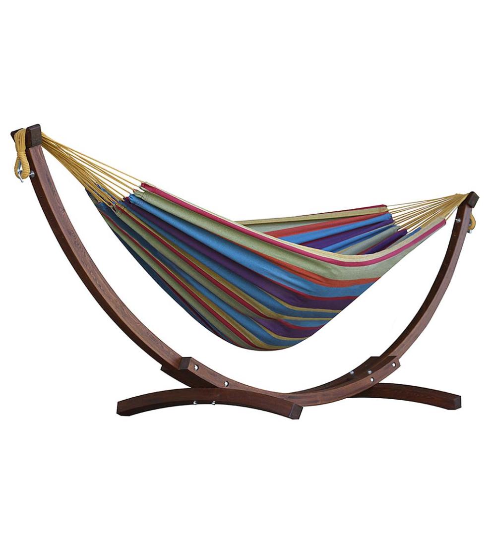 Plow &amp; Hearth Swings &amp; Hammocks | Outdoor Living Double Hammock With Stand - Blue Lagoon