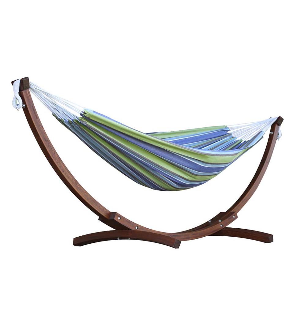 Plow &amp; Hearth Swings &amp; Hammocks | Outdoor Living Double Hammock With Stand - Blue Lagoon