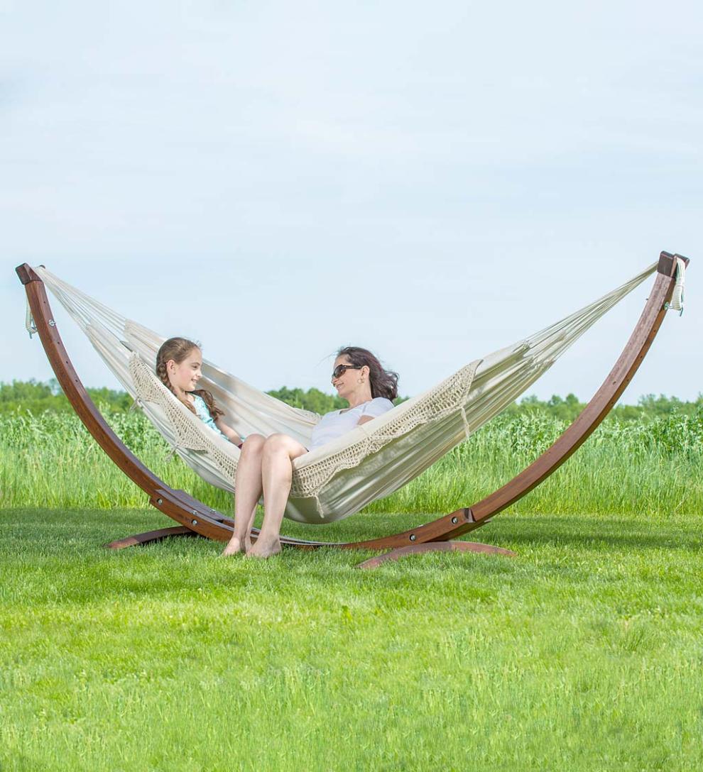 Plow &amp; Hearth Swings &amp; Hammocks | Outdoor Living Double Hammock With Stand - Blue Lagoon
