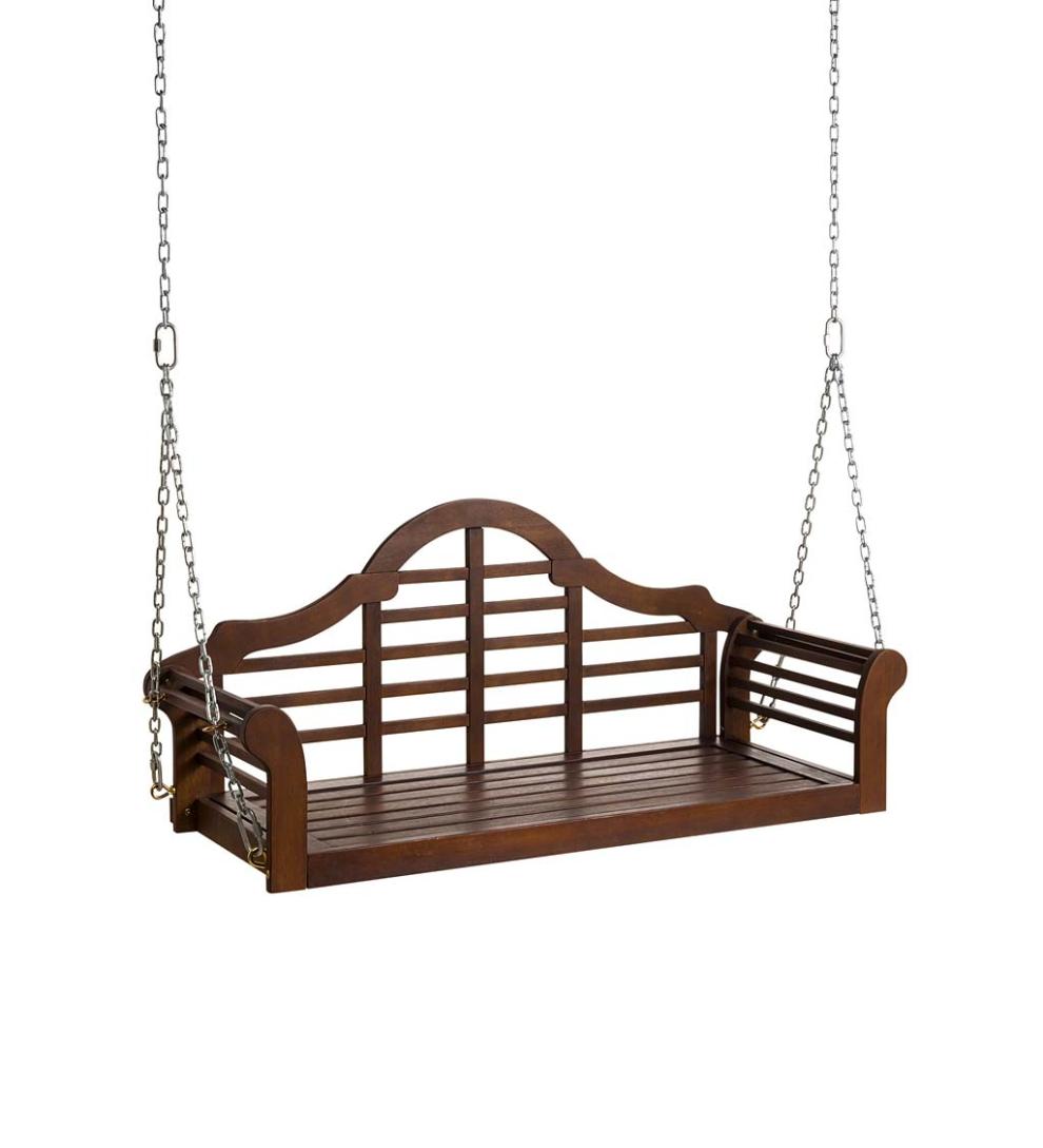 Plow &amp; Hearth Swings &amp; Hammocks | Outdoor Living Lutyens Fsc-Certified Eucalyptus Wood Porch Swing - Black
