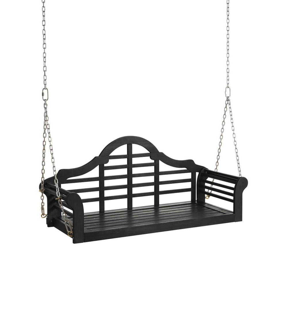 Plow &amp; Hearth Swings &amp; Hammocks | Outdoor Living Lutyens Fsc-Certified Eucalyptus Wood Porch Swing - Black
