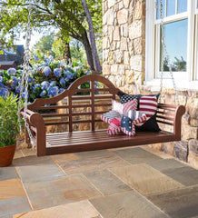 Plow &amp; Hearth Swings &amp; Hammocks | Outdoor Living Lutyens Fsc-Certified Eucalyptus Wood Porch Swing - Black