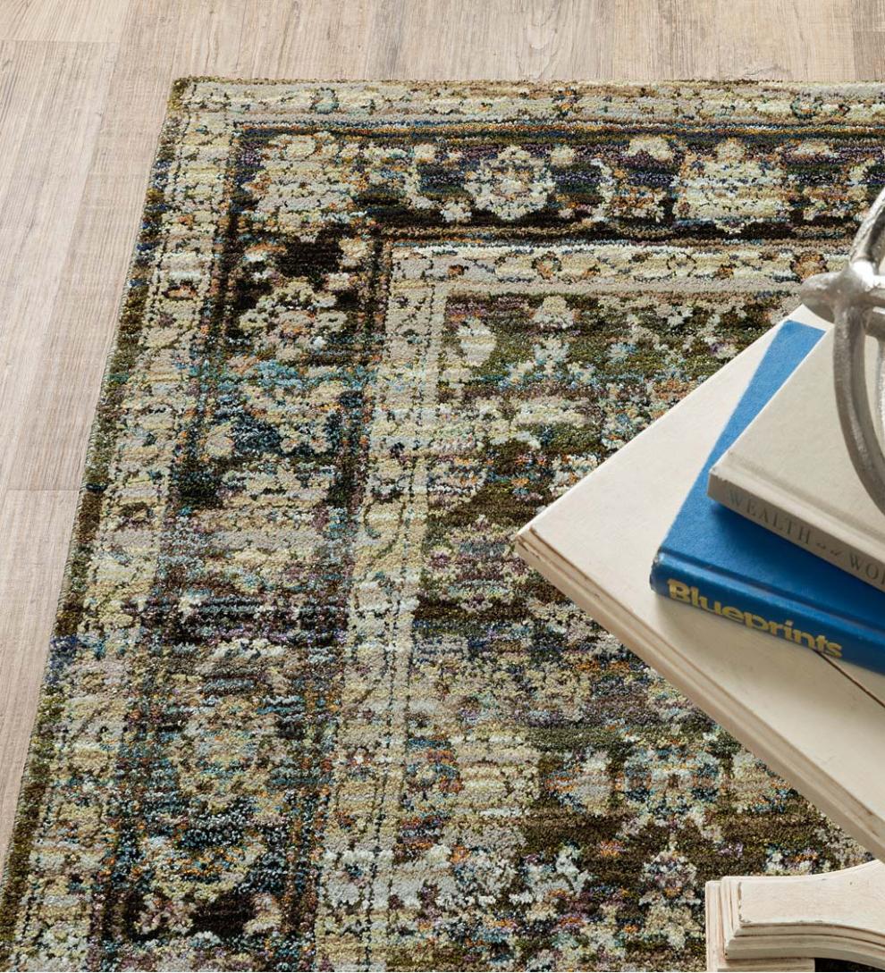Plow &amp; Hearth Synthetic Rugs | Indoor Living Ashland Evening Synthetic Blend Indoor Border Rug