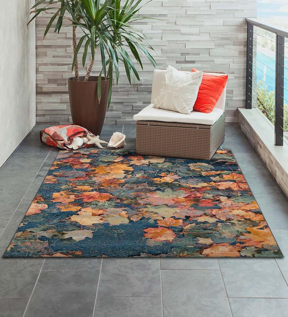 Plow &amp; Hearth Synthetic Rugs | Indoor Living Autumn Leaves 100% Polypropylene Indoor/Outdoor Rug
