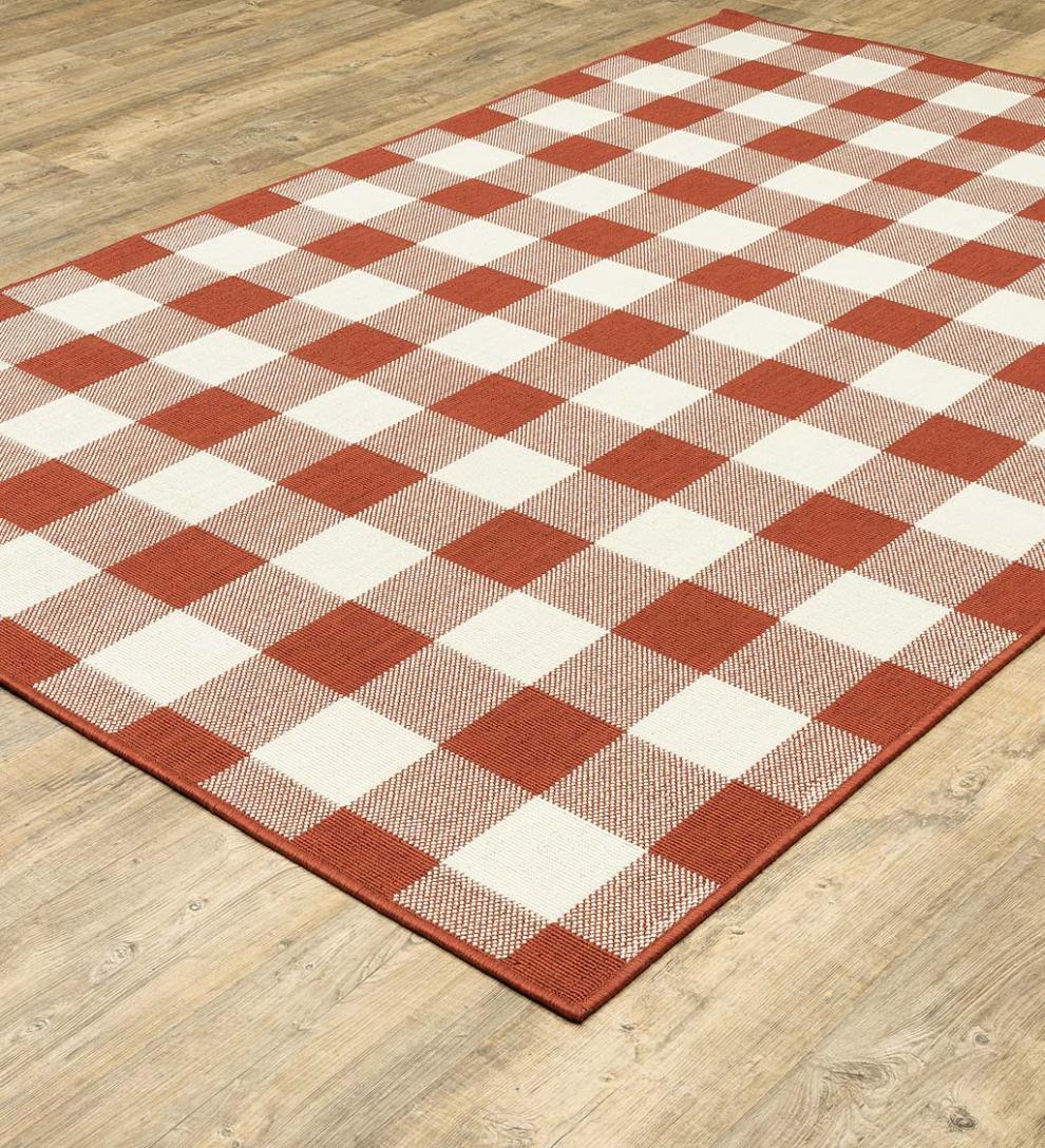 Plow &amp; Hearth Synthetic Rugs | Indoor Living Buffalo Plaid Indoor And Outdoor Polypropylene Rug