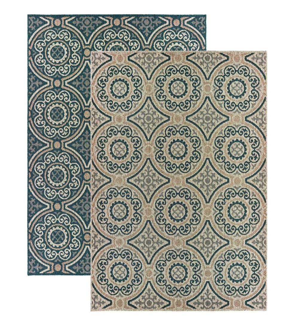 Plow &amp; Hearth Synthetic Rugs | Indoor Living Cambridge Circles Indoor/Outdoor Rug