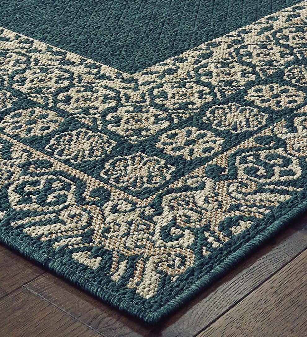 Plow &amp; Hearth Synthetic Rugs | Indoor Living Cambridge Lace Indoor/Outdoor Border Rug