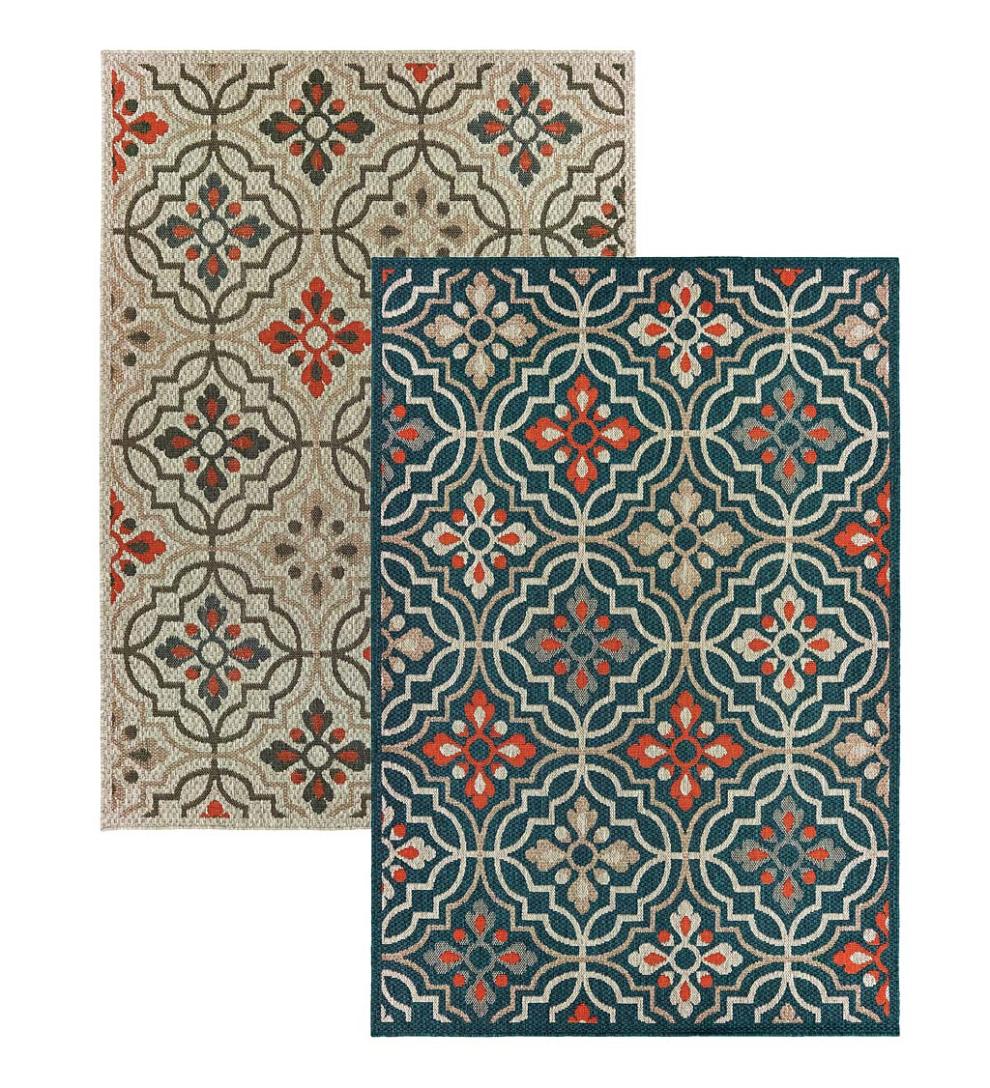Plow &amp; Hearth Synthetic Rugs | Indoor Living Cambridge Tilework Indoor/Outdoor Rug