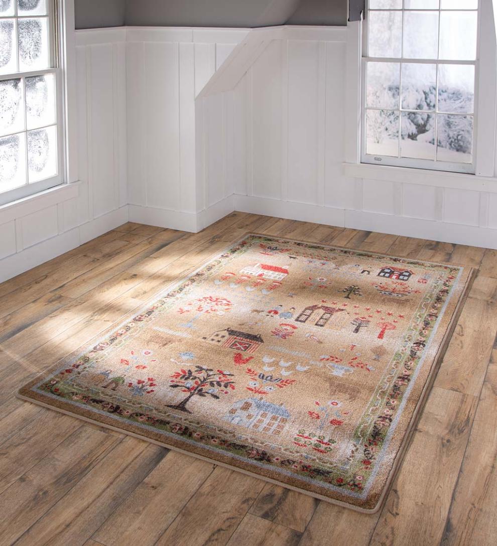 Plow &amp; Hearth Synthetic Rugs | Indoor Living Grafton Folk Art Endurastran Rug