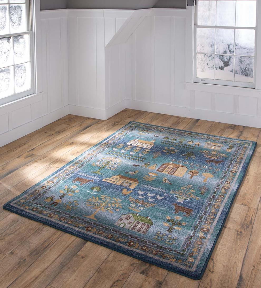 Plow &amp; Hearth Synthetic Rugs | Indoor Living Grafton Folk Art Endurastran Rug