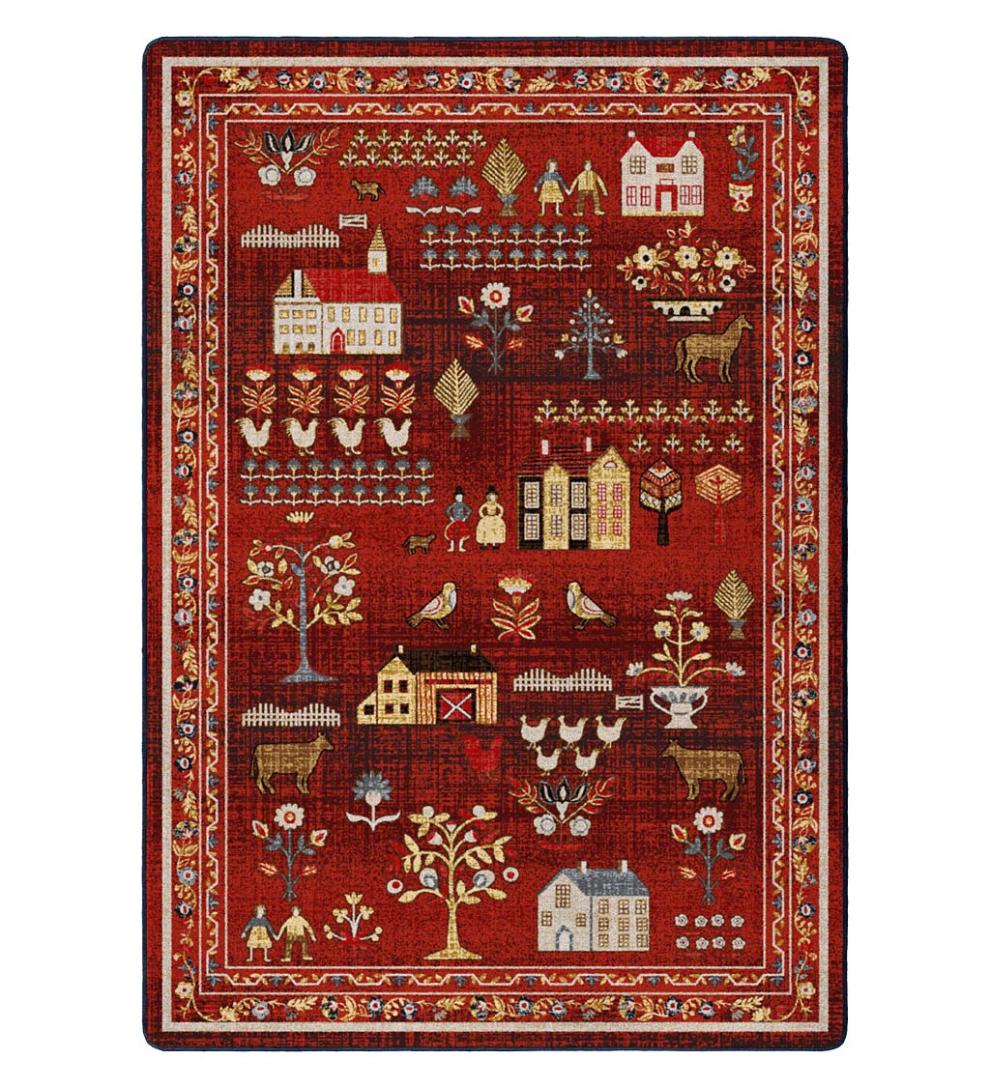 Plow &amp; Hearth Synthetic Rugs | Indoor Living Grafton Folk Art Endurastran Rug