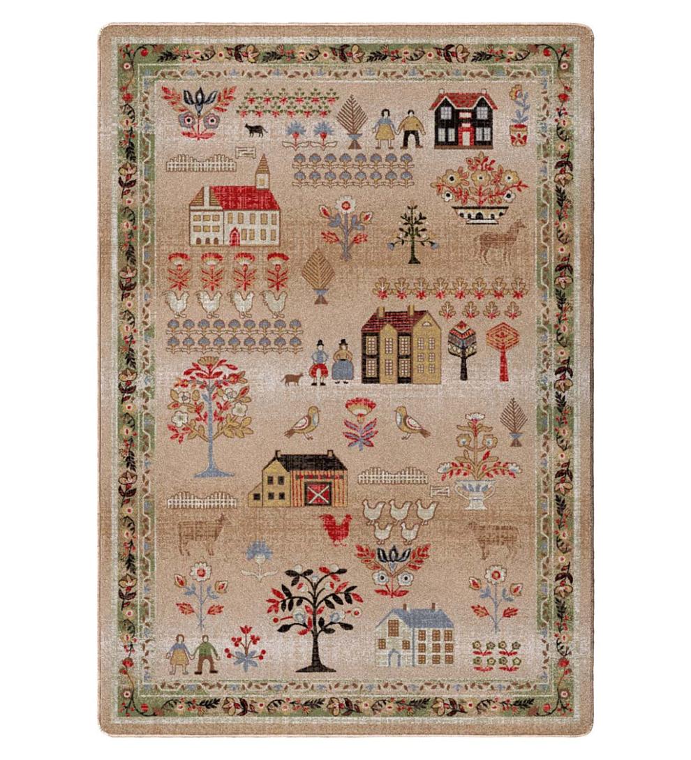 Plow &amp; Hearth Synthetic Rugs | Indoor Living Grafton Folk Art Endurastran Rug