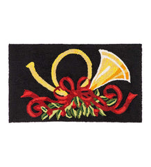 Plow &amp; Hearth Synthetic Rugs | Indoor Living Holiday French Horn Hooked Rug