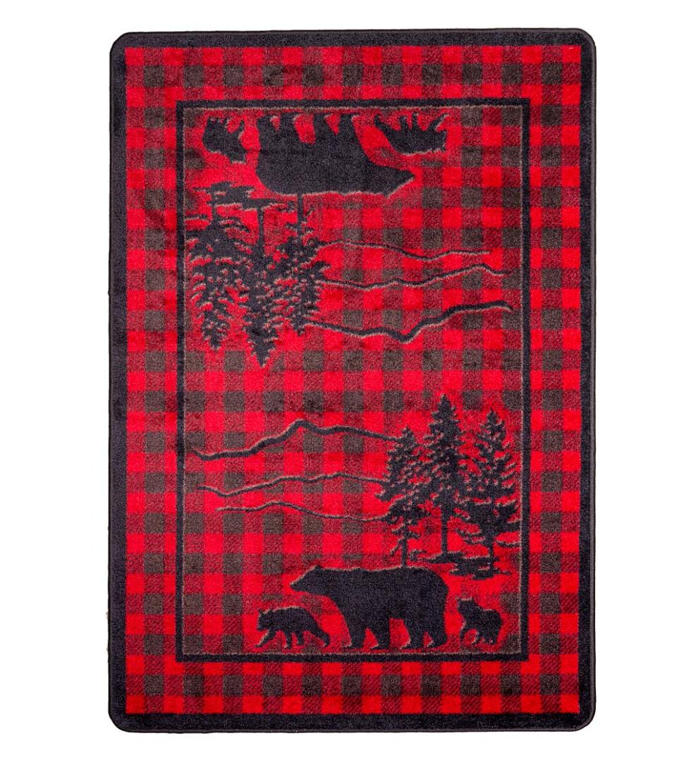 Plow &amp; Hearth Synthetic Rugs | Indoor Living Huntington Bear Buffalo Check Endurastran Rug