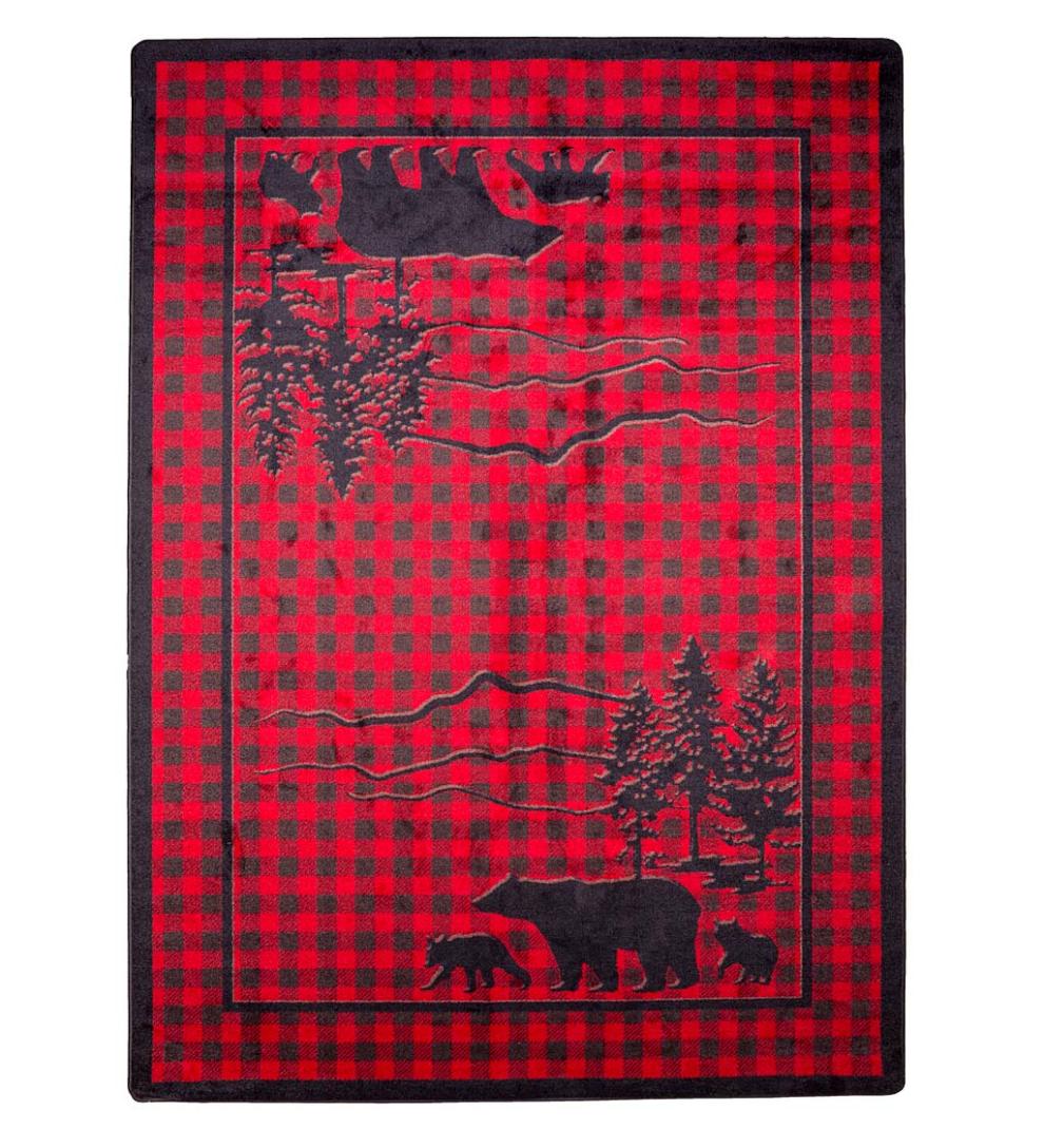 Plow &amp; Hearth Synthetic Rugs | Indoor Living Huntington Bear Buffalo Check Endurastran Rug
