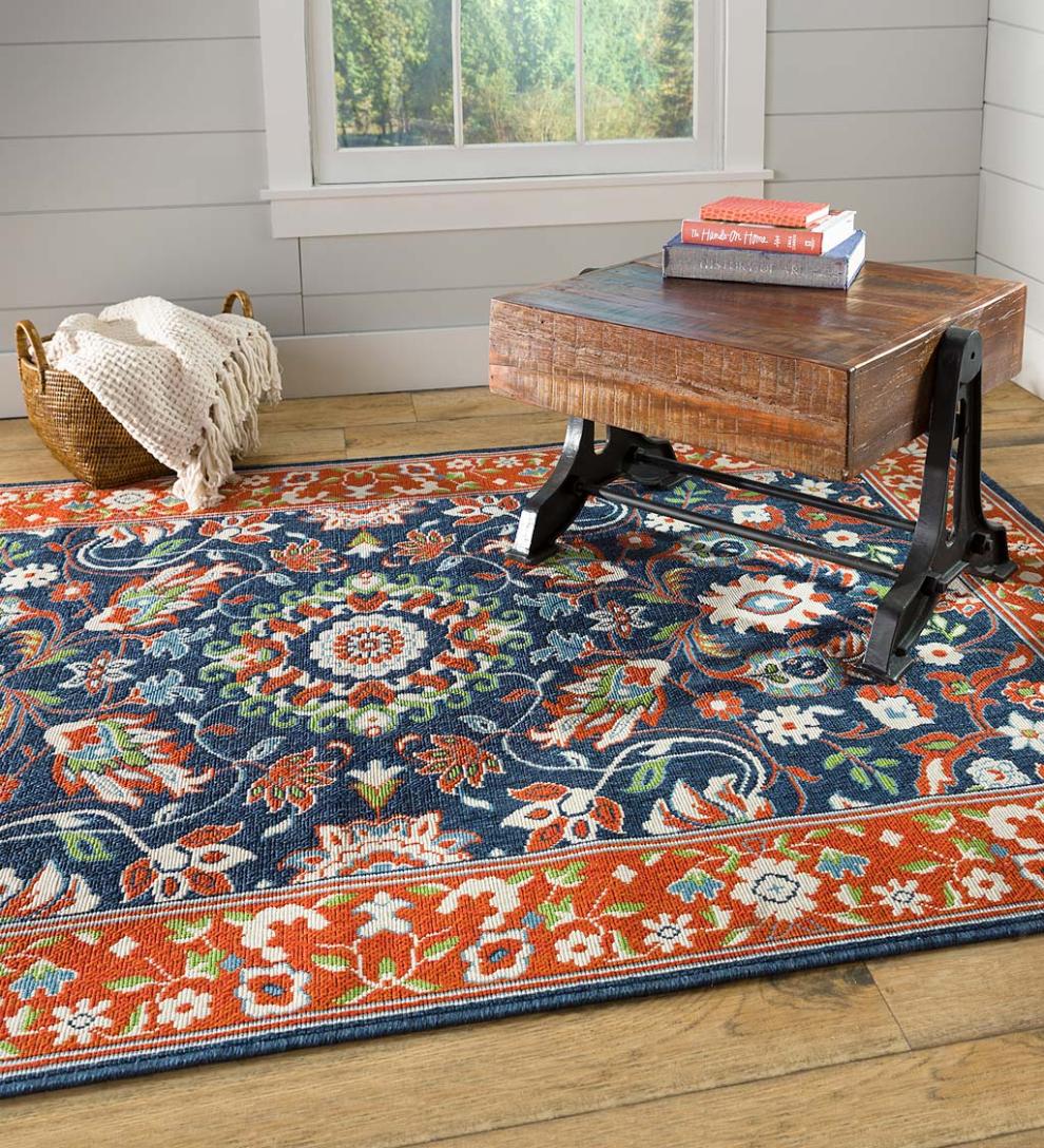 Plow &amp; Hearth Synthetic Rugs | Indoor Living Indoor/Outdoor Brunswick Border Polypropylene Rug