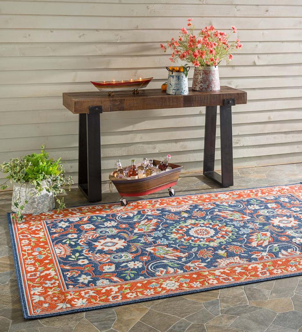 Plow &amp; Hearth Synthetic Rugs | Indoor Living Indoor/Outdoor Brunswick Border Polypropylene Rug