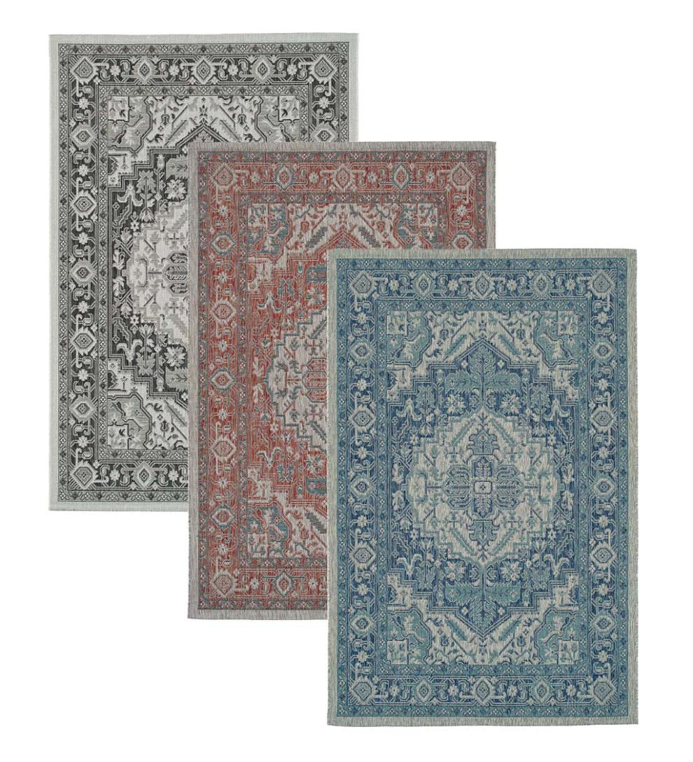 Plow &amp; Hearth Synthetic Rugs | Indoor Living Indoor/Outdoor Lake Placid Damask Polypropylene Rug