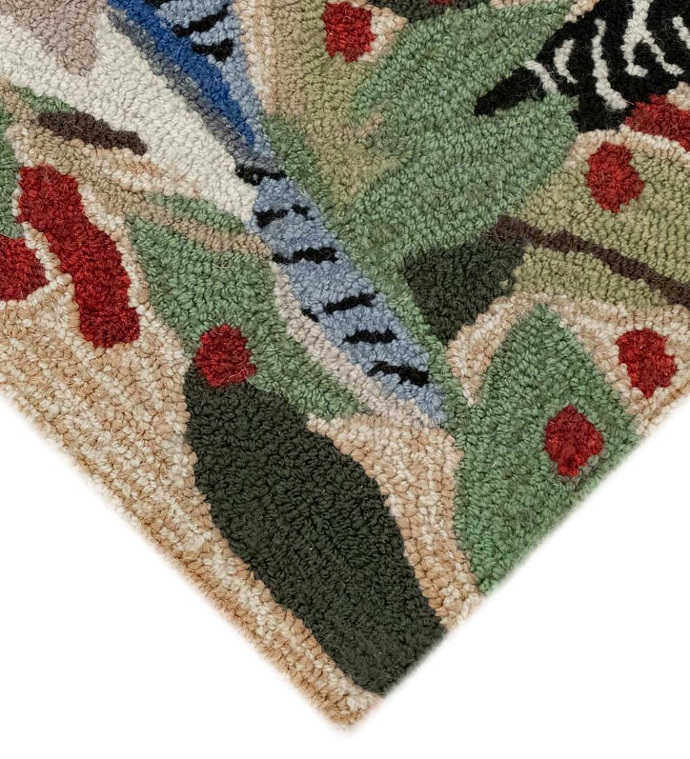 Plow &amp; Hearth Synthetic Rugs | Indoor Living Indoor/Outdoor Synthetic Blend Birds Border Rug