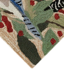 Plow &amp; Hearth Synthetic Rugs | Indoor Living Indoor/Outdoor Synthetic Blend Birds Border Rug