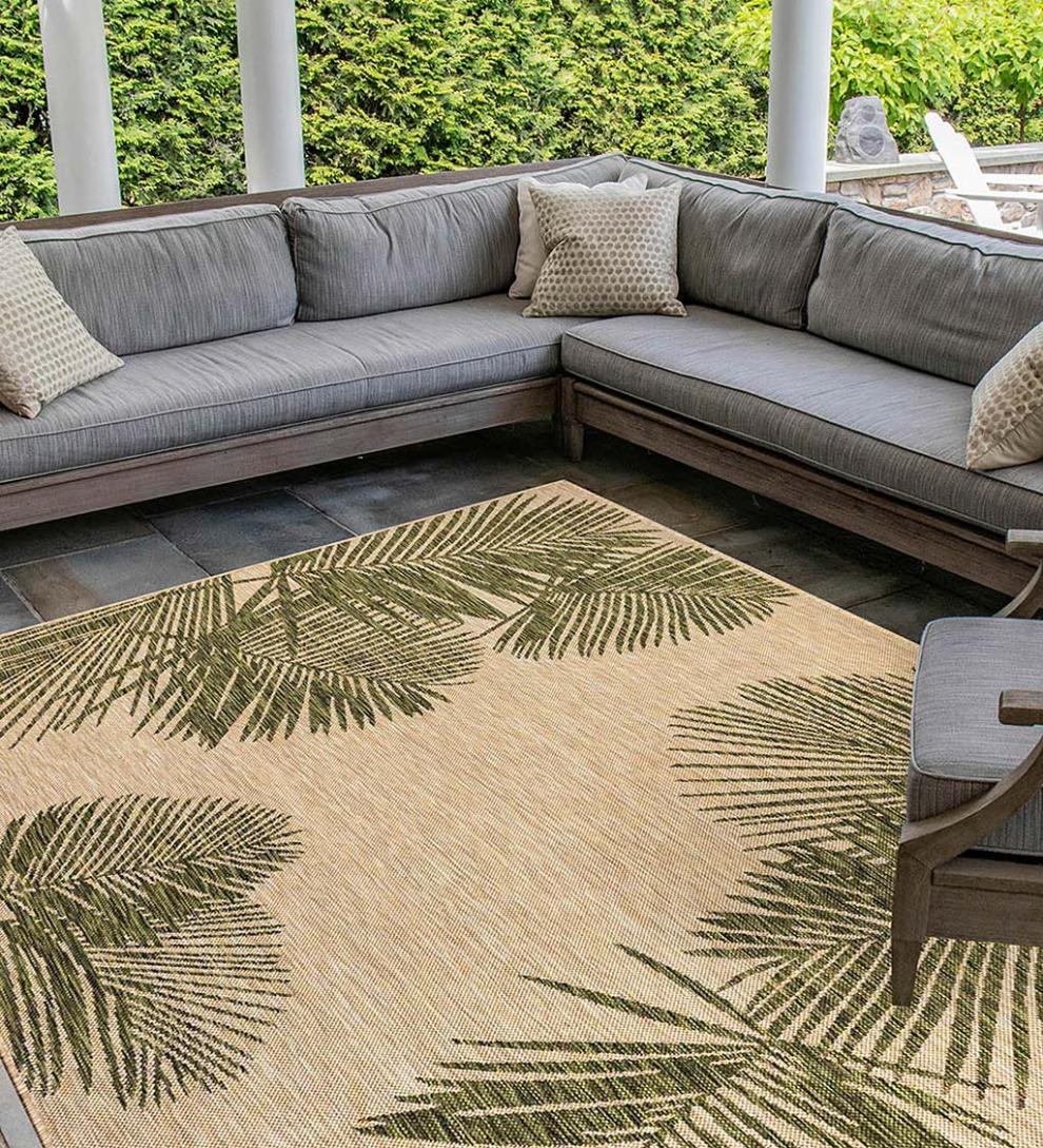 Plow &amp; Hearth Synthetic Rugs | Indoor Living Indoor/Outdoor Textured Palms Polypropylene Rug