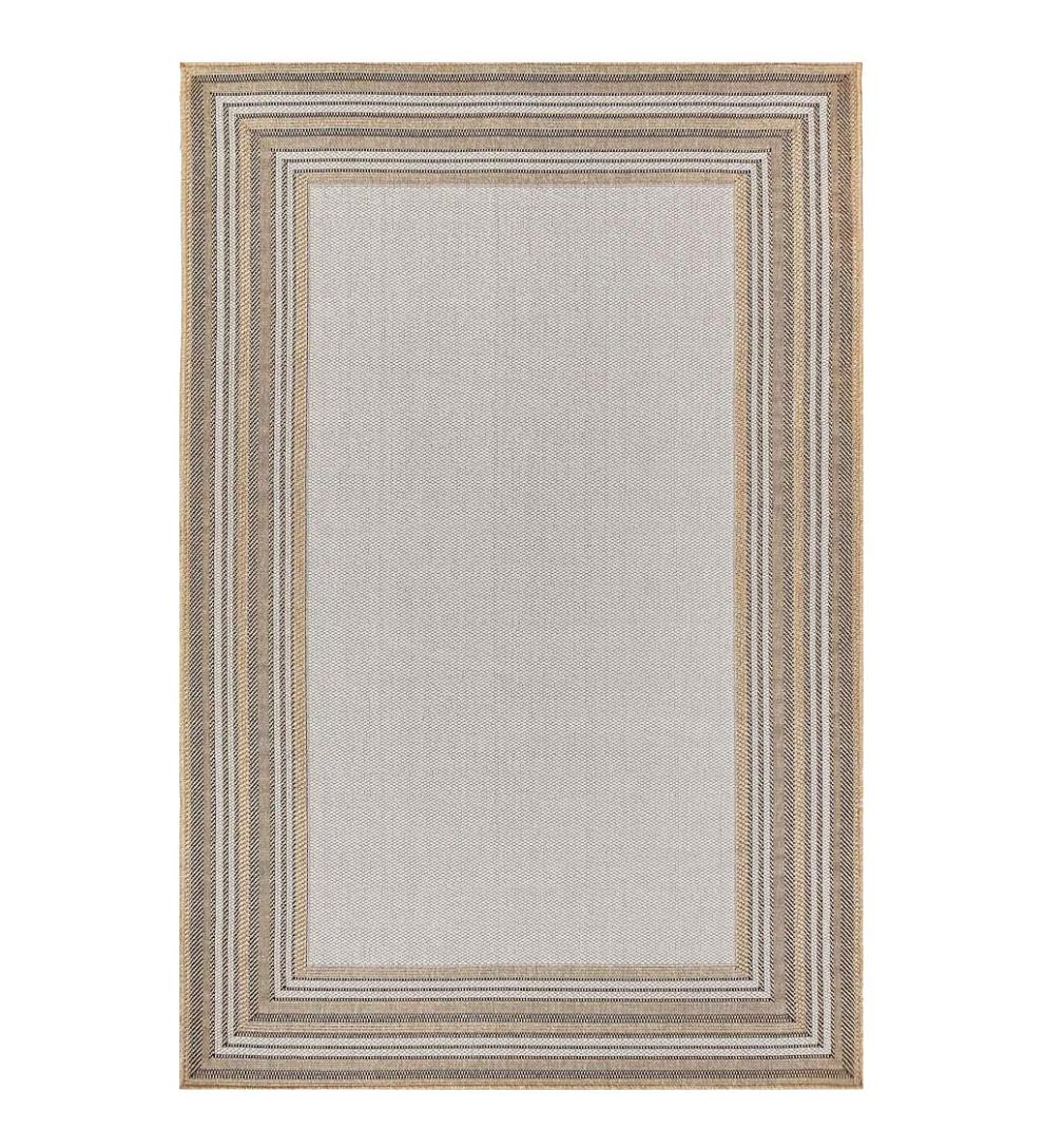 Plow &amp; Hearth Synthetic Rugs | Indoor Living Indoor/Outdoor Textured Polypropylene Border Rug