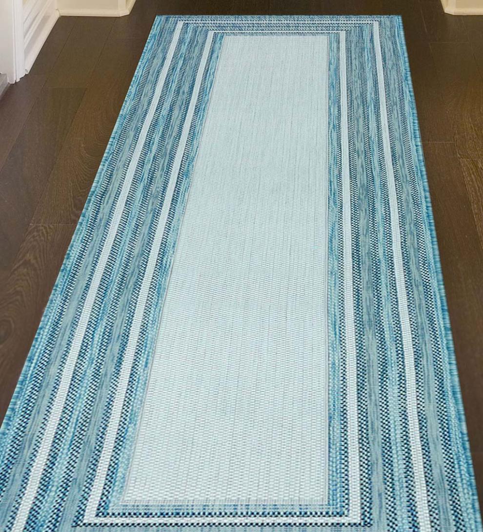 Plow &amp; Hearth Synthetic Rugs | Indoor Living Indoor/Outdoor Textured Polypropylene Border Rug