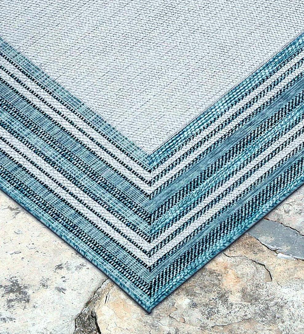 Plow &amp; Hearth Synthetic Rugs | Indoor Living Indoor/Outdoor Textured Polypropylene Border Rug