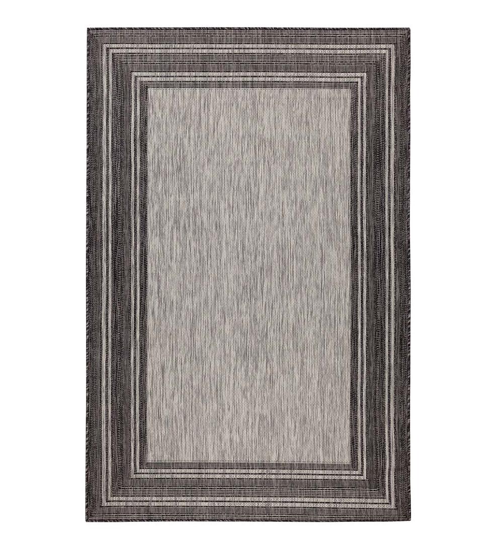 Plow &amp; Hearth Synthetic Rugs | Indoor Living Indoor/Outdoor Textured Polypropylene Border Rug
