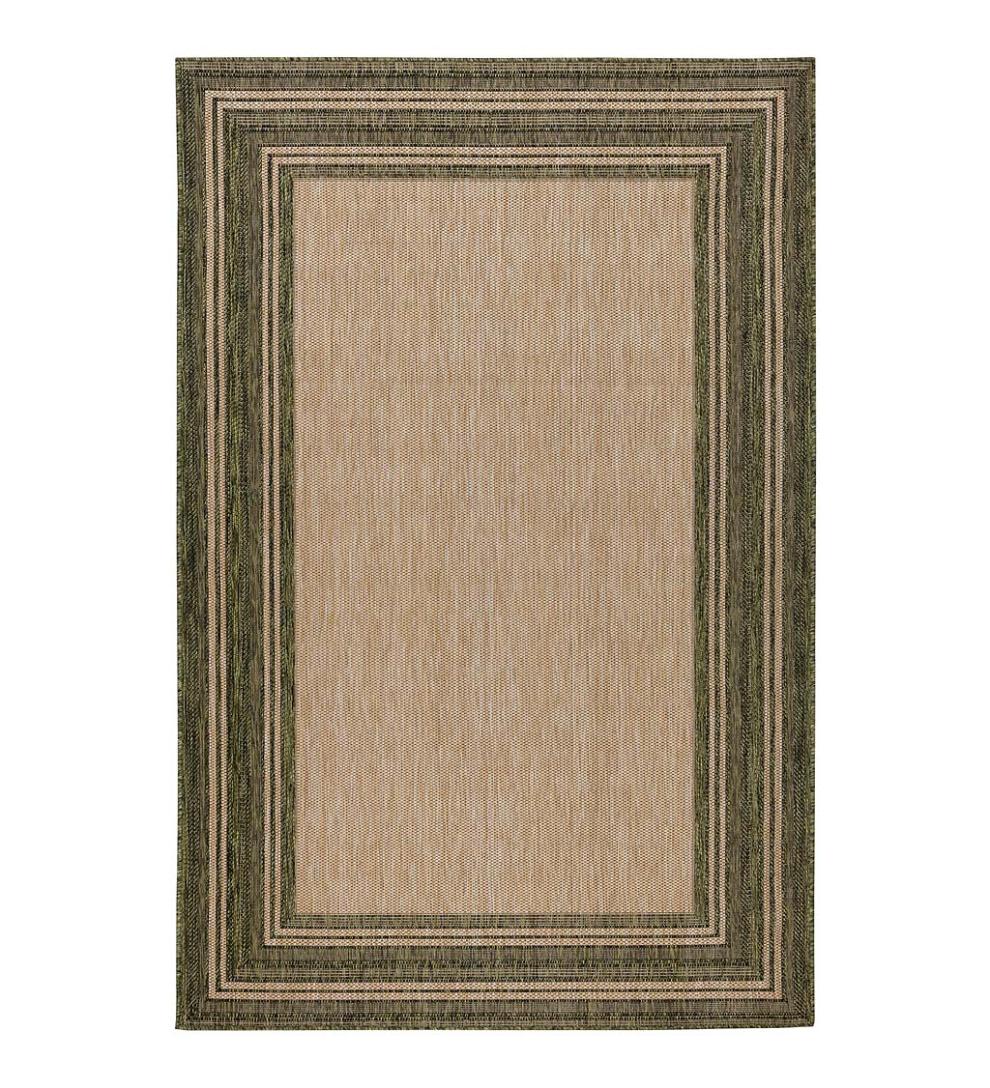 Plow &amp; Hearth Synthetic Rugs | Indoor Living Indoor/Outdoor Textured Polypropylene Border Rug