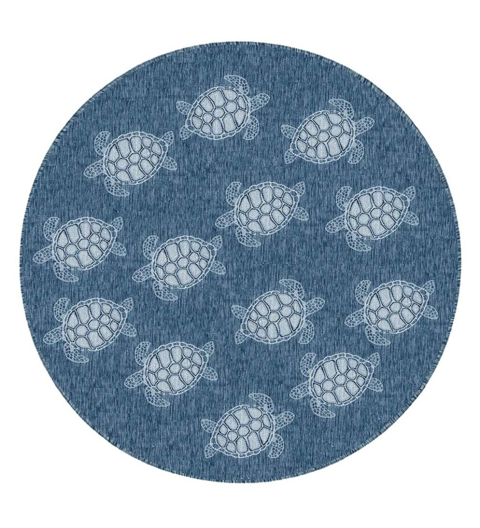 Plow &amp; Hearth Synthetic Rugs | Indoor Living Indoor/Outdoor Textured Sea Turtles Polypropylene Rug