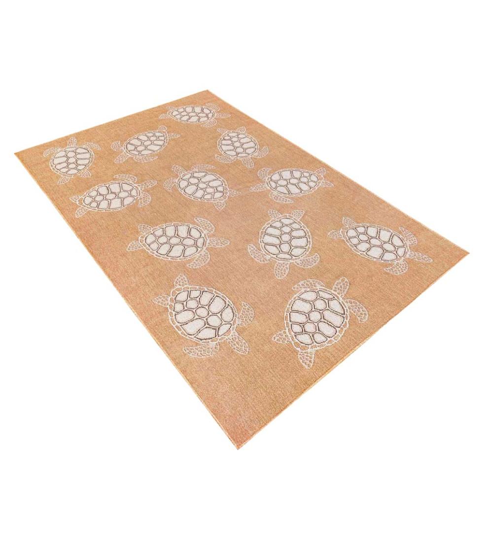 Plow &amp; Hearth Synthetic Rugs | Indoor Living Indoor/Outdoor Textured Sea Turtles Polypropylene Rug