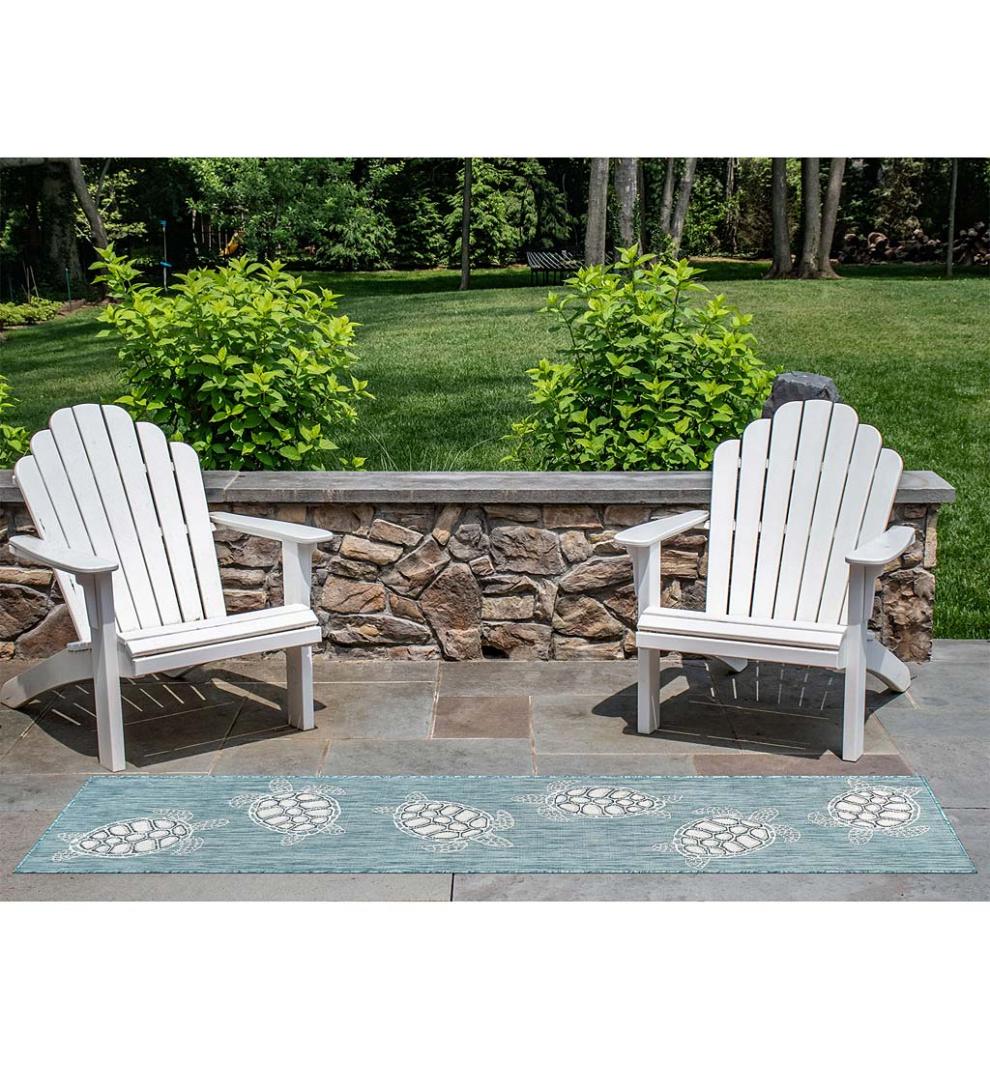 Plow &amp; Hearth Synthetic Rugs | Indoor Living Indoor/Outdoor Textured Sea Turtles Polypropylene Rug