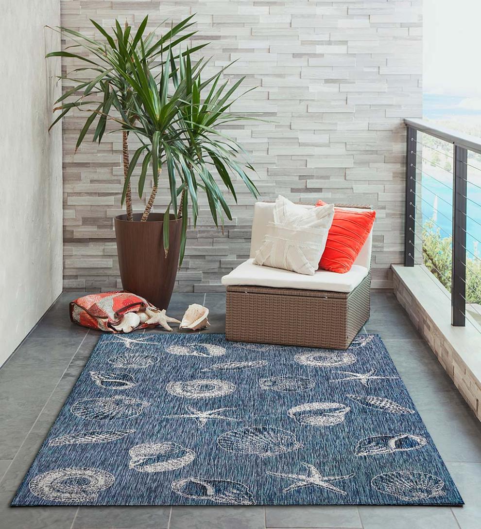 Plow &amp; Hearth Synthetic Rugs | Indoor Living Indoor/Outdoor Textured Shells Polypropylene Rug
