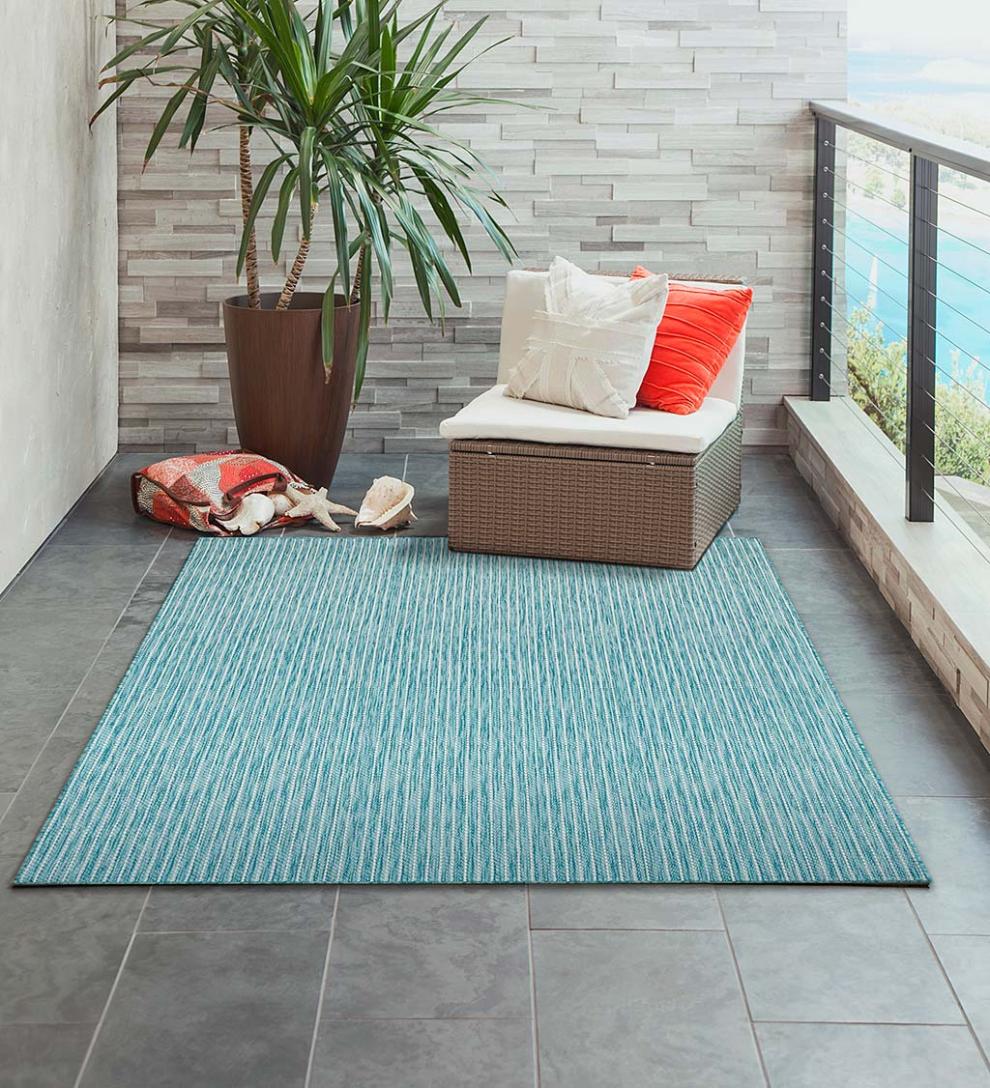 Plow &amp; Hearth Synthetic Rugs | Indoor Living Indoor/Outdoor Textured Stripe Polypropylene Rug