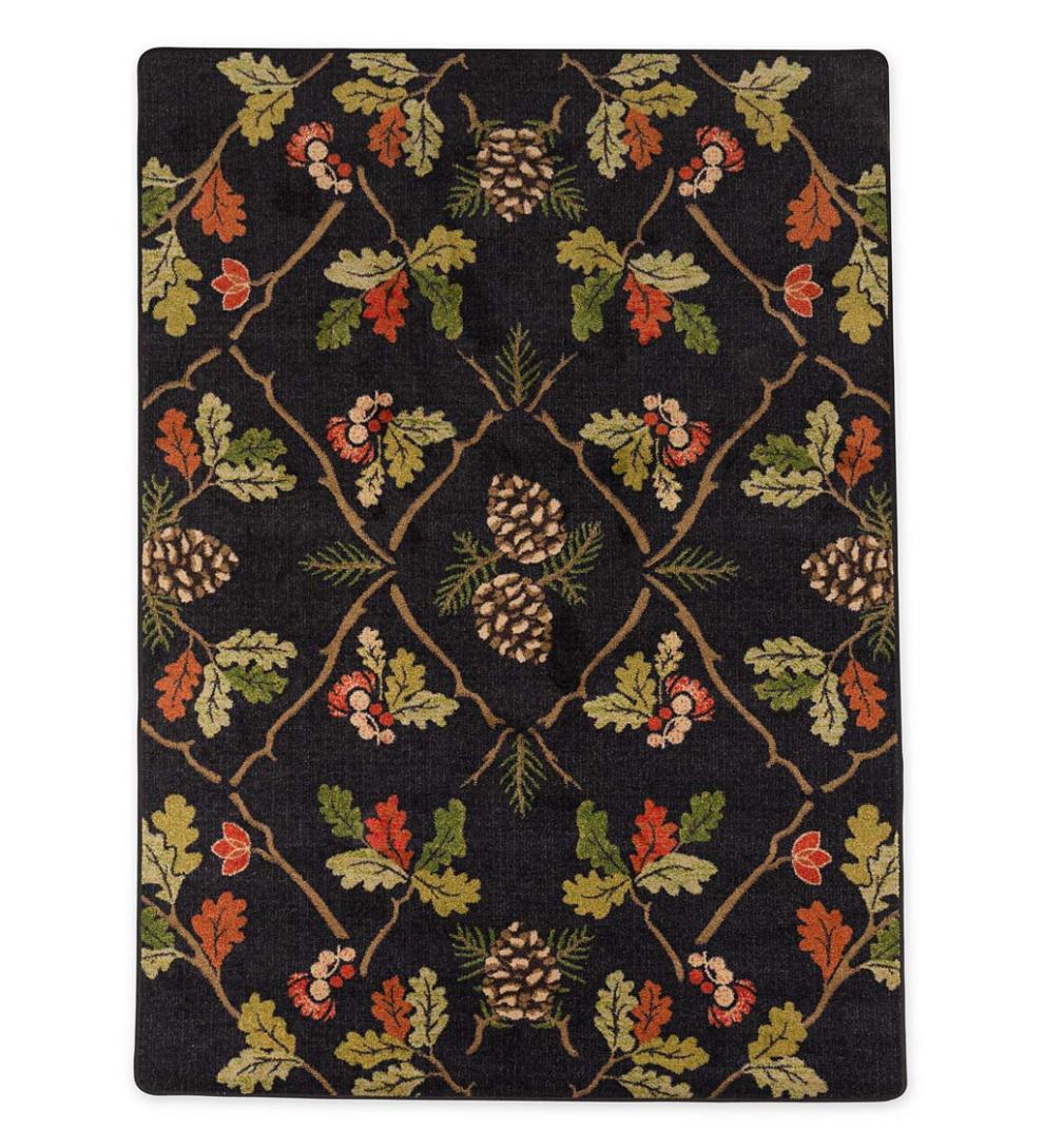 Plow &amp; Hearth Synthetic Rugs | Indoor Living Oakwood Pine Cone And Oak Leaf Endurastran Rug