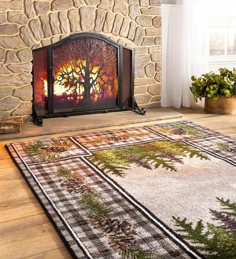 Plow &amp; Hearth Synthetic Rugs | Indoor Living Pine Cone Valley Plaid Endurastran Area Rug