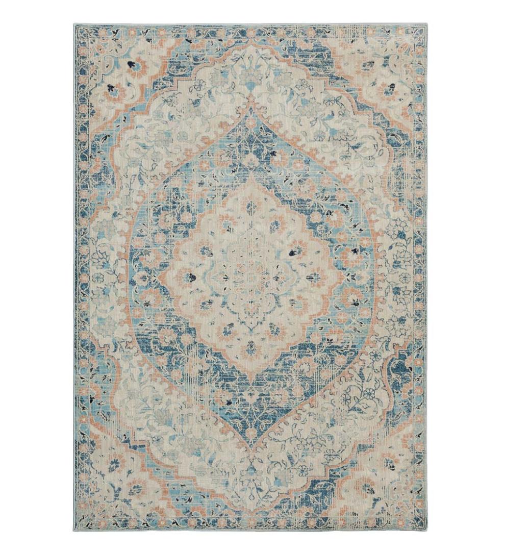 Plow &amp; Hearth Synthetic Rugs | Indoor Living Silver City Damask Polypropylene Rug