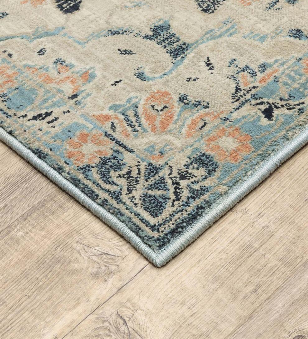 Plow &amp; Hearth Synthetic Rugs | Indoor Living Silver City Damask Polypropylene Rug
