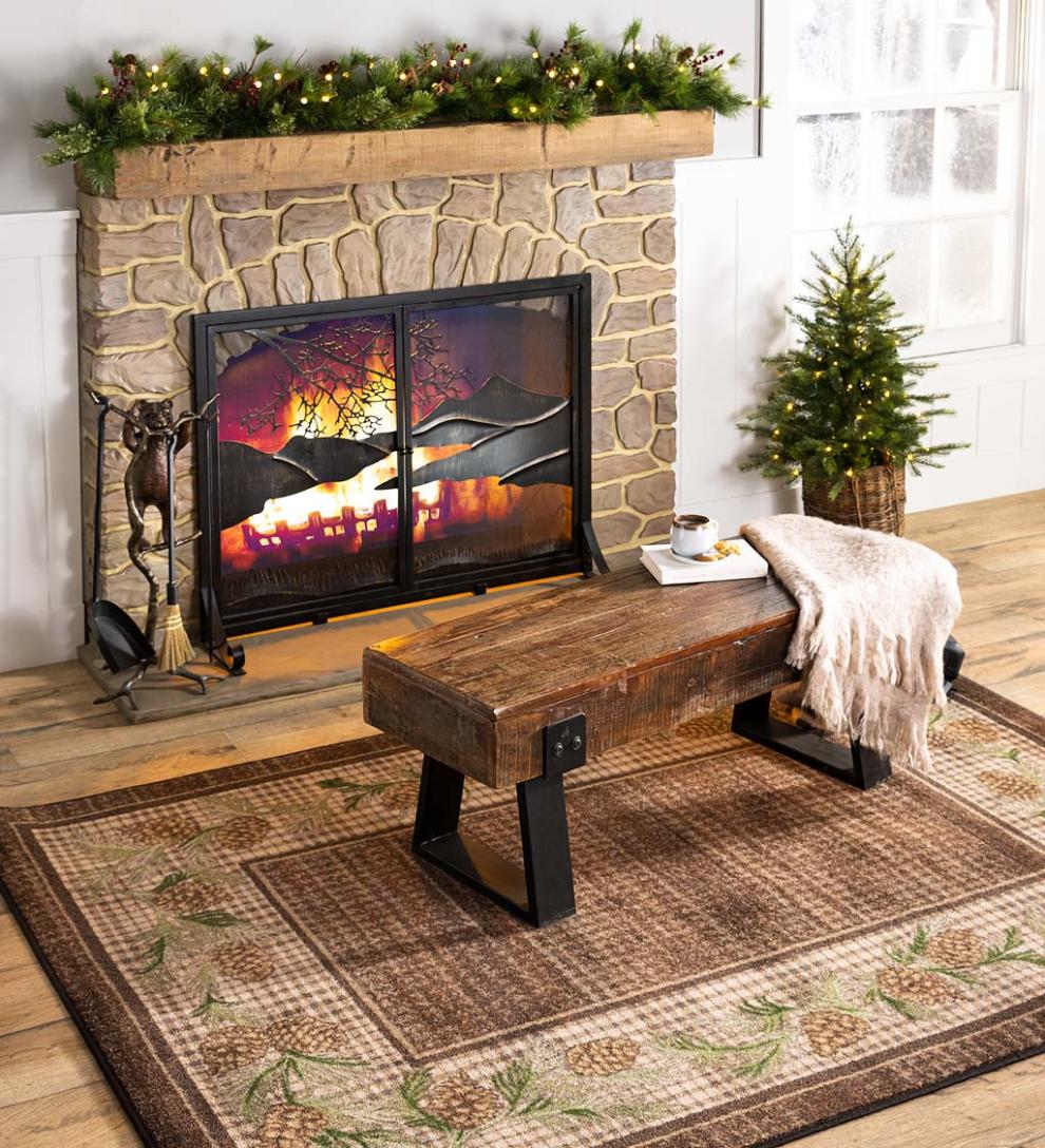 Plow &amp; Hearth Synthetic Rugs | Indoor Living Sweetwater Pine Plaid Endurastran Area Rug