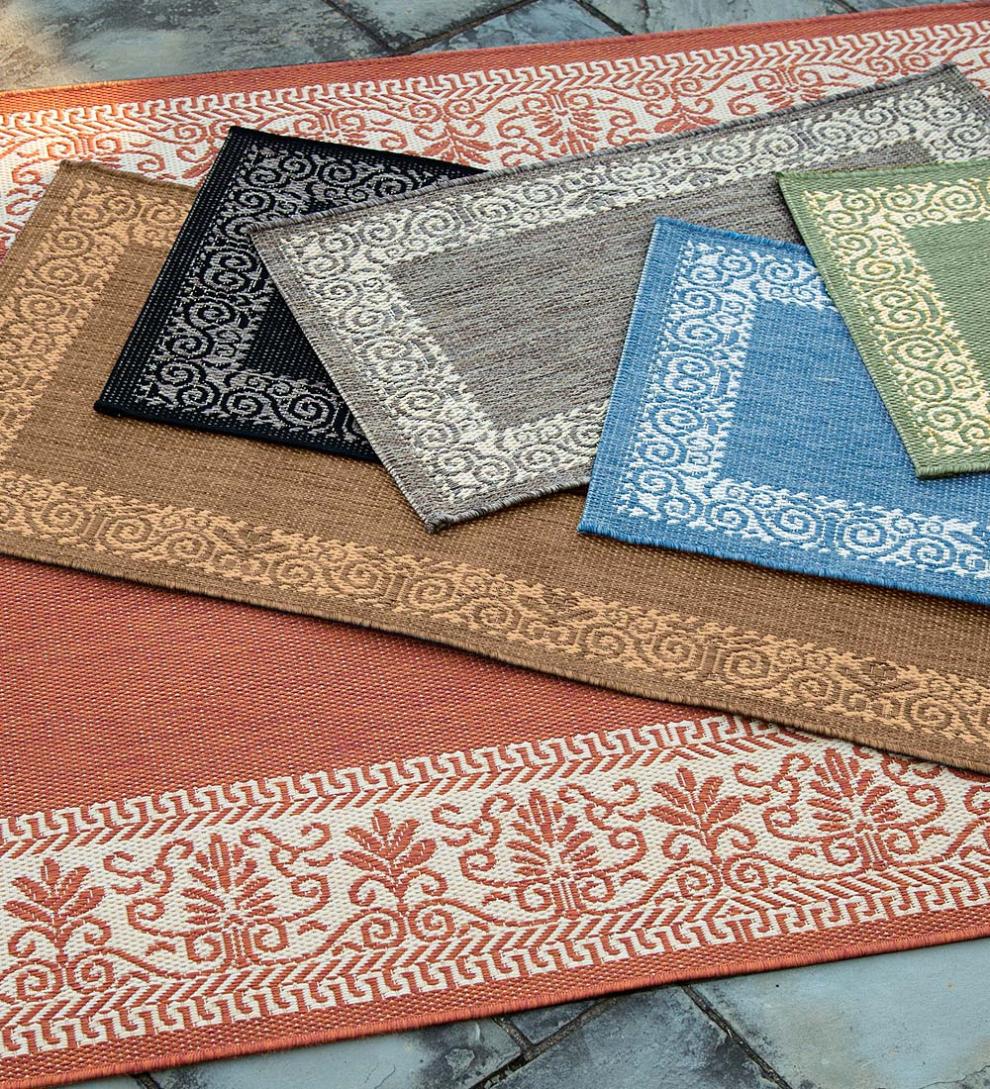 Plow &amp; Hearth Synthetic Rugs | Indoor Living Veranda Border Indoor/Outdoor Rug