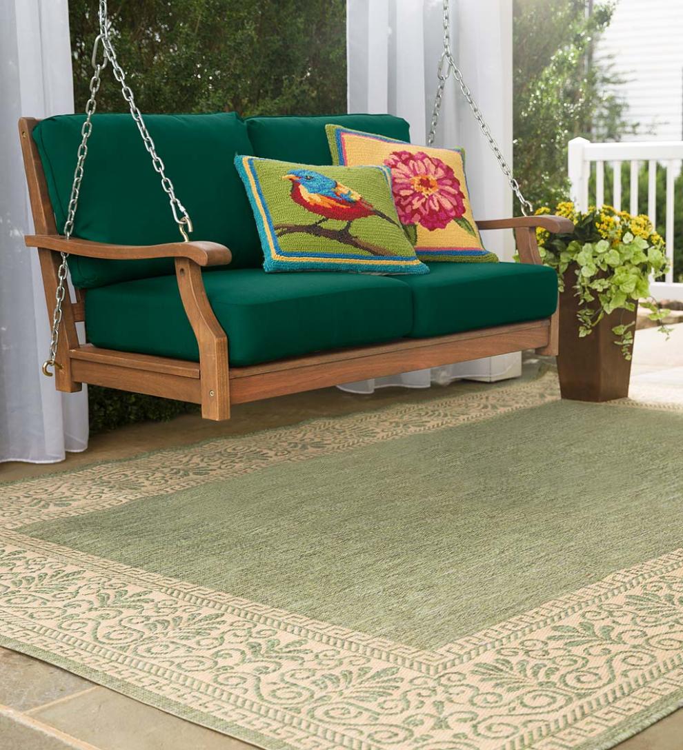 Plow &amp; Hearth Synthetic Rugs | Indoor Living Veranda Border Indoor/Outdoor Rug