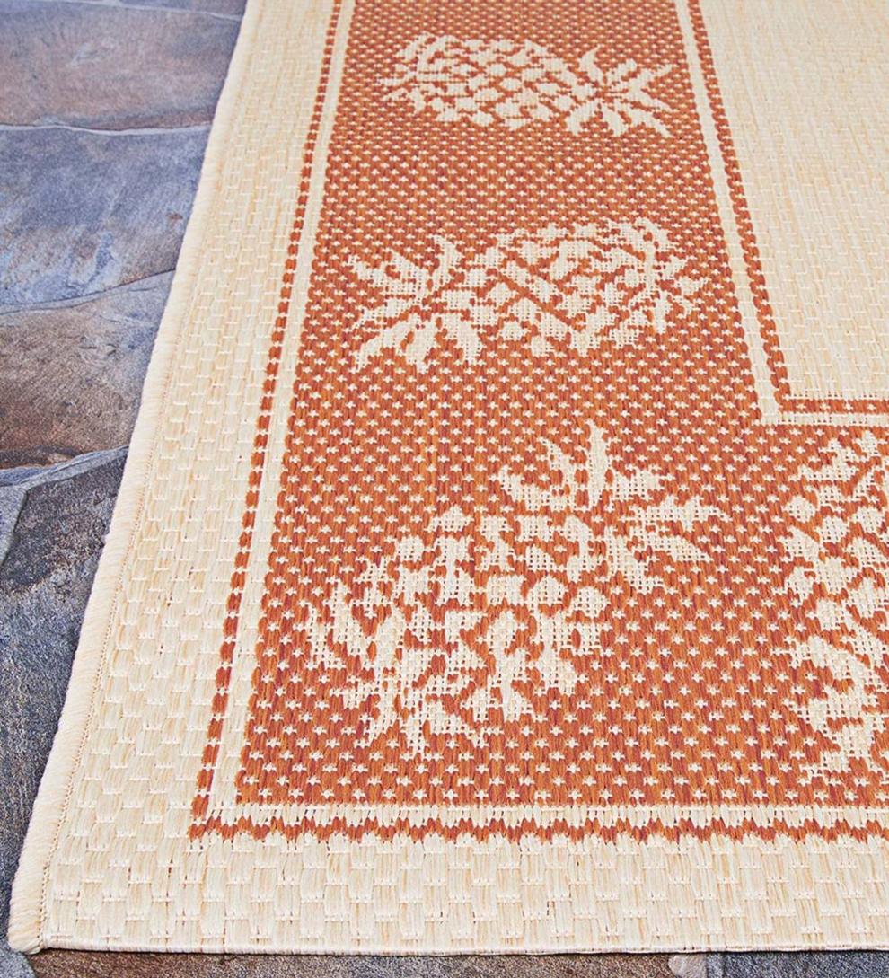 Plow &amp; Hearth Synthetic Rugs | Indoor Living Veranda Pineapple Indoor/Outdoor Polypropylene Rug