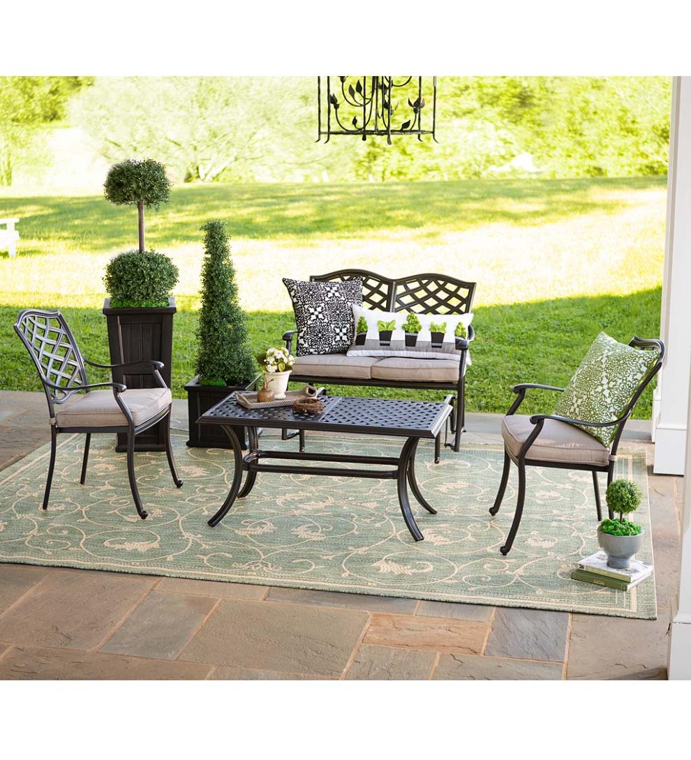 Plow &amp; Hearth Synthetic Rugs | Indoor Living Veranda Scroll Indoor/Outdoor Rug
