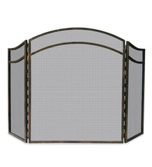 Plow &amp; Hearth Tri-Panel Fireplace Screens | Fireplace &amp; Hearth Antique Rust Wrought Iron Tri-Folding Fireplace Screen With Arch - Rust
