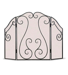 Plow &amp; Hearth Tri-Panel Fireplace Screens | Fireplace &amp; Hearth Antique Scroll Hearth Screen - Black