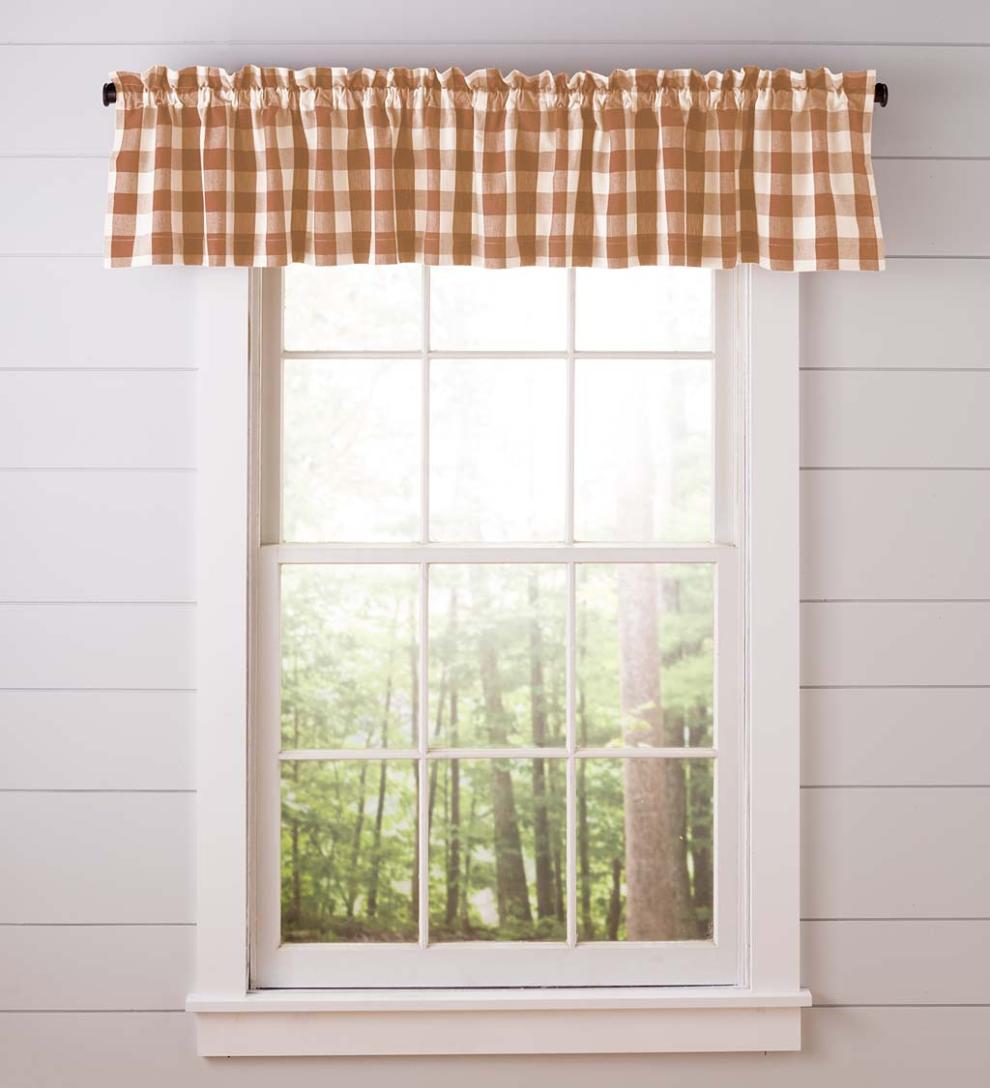 Plow &amp; Hearth Valances | Indoor Living Buffalo Check Rod-Pocket Cotton Curtain Pairs
