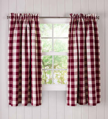 Plow &amp; Hearth Valances | Indoor Living Buffalo Check Rod-Pocket Cotton Curtain Pairs